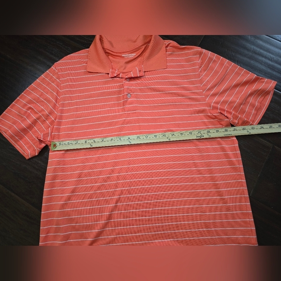Amazon Essentials Mens Orange Striped Polo Collared Athleisure Top Large - Picture 4 of 8